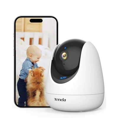 Abbildung von Tenda 2k Überwachungskamera Innen CP3pro, Haustier/Babygeschrei/Person/Bewegungserkennung, One Touch Anruf, 360 Grad Hundekamera, 2 Wege Audio, Alarms &amp; Push Nachricht, H.265, Nachtsicht