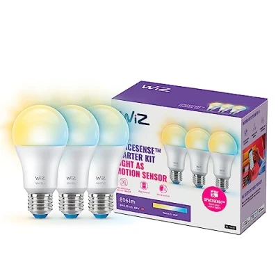 Abbildung von WiZ LED Lampe Tunable White, 60W, dimmbar, warm bis kaltweiß, smarte Steuerung per Stimme/Stimme über WLAN, Dreierpack