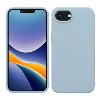 Abbildung von kwmobile Handyhülle für iPhone 16e Hülle, Case Hülle Silikon kabelloses Laden Hellblau matt