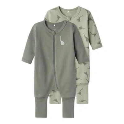 Abbildung von Name it Nbmnightsuit ZIP DINO 2 PACK Pyjama für Kinder, Größe: 86, Agave green