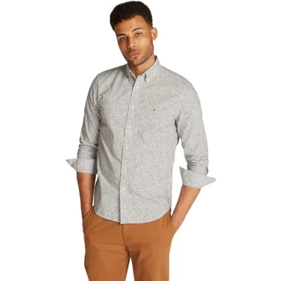 Abbildung von Tommy Hilfiger FLEX Floral Shirt Hemd, Herren, Größe: Small, Ivory/night sky