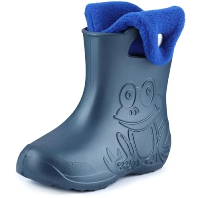 Abbildung von Ladeheid Eva Kinder Jungen Mädchen Gummistiefel Regenschuhe gefüttert Regenstiefel Gummischuhe LA CA 04 (Metallisches Blau/Marineblau 2, 28/29 EU)