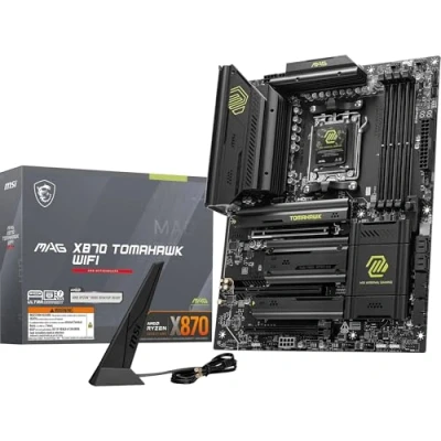 Abbildung von MSI MAG X870 Tomahawk WiFi Mainboard, ATX Unterstützt AMD Ryzen 9000/8000/7000 Prozessoren, AM5 80A SPS VR M, DDR5 Memory Boost 8400+MT/s (OC), PCIe 5.0 x16 &amp; 4.0 x16, M.2 Gen5, Wi Fi 7, 5G LAN