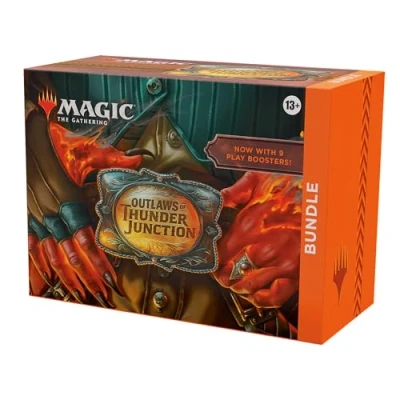 Abbildung von Magic: The Gathering Outlaws von Thunder Junction Bundle 9 Play Booster, 30 Länderkarten + exklusives Zubehör (English Version)