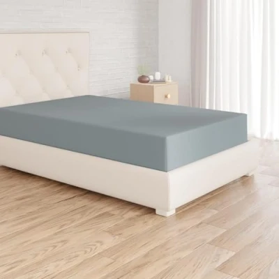 Abbildung von Amazon Basics Spannbettlaken, 90 x 190 30 cm, Mikrofaser, Spannbetttuch Matratzenhöhe bis Spa Blau