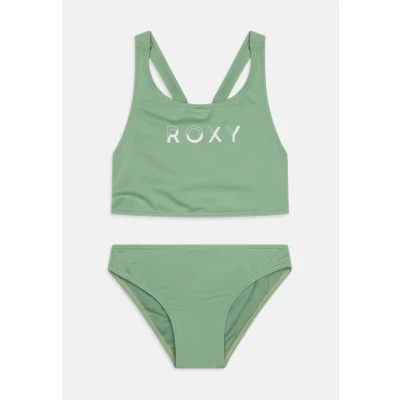 Abbildung von Roxy Solid Active CROP Bikini für Kinder, Größe: 128, Basil