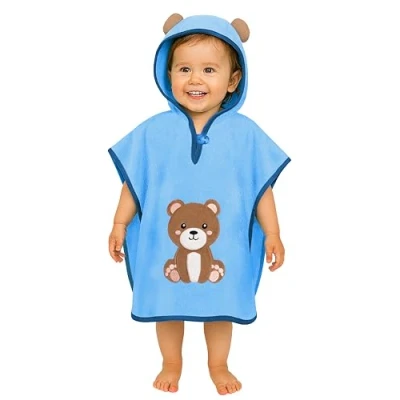Abbildung von LAYNENBURG Premium Badeponcho Kinder mit Kapuze 100% Baumwolle OEKO TEX Baby Jungen Mädchen Handtuch Poncho Frottee 1 3 Jahre/Bär