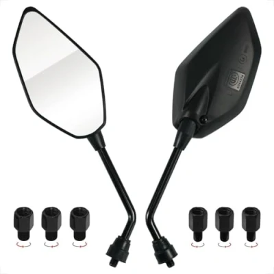 Abbildung von Evermotor Universal Motorrad Spiegel E Geprüft, M8 und M10 360 einstellbares Rückspiegel Set, Motorradspiegel für Quad, Roller, Honda, ATV Moped