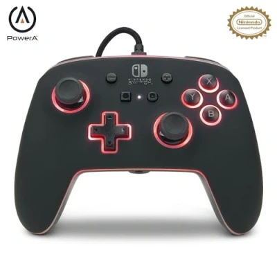 Abbildung von Verbesserter Kabelgebundener Spectra Controller für Nintendo Switch, Gamepad, Videospiel Controller, Gaming offiziell lizenziert, beleuchteter