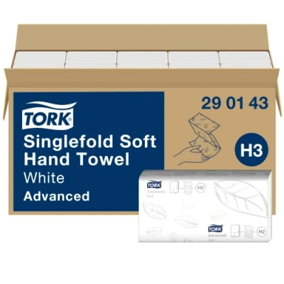 Abbildung von Tork weiche Zickzack Papierhandtücher Advanced 290143 H3 Falthandtücher für Papierhandtuchspender saugfähig und reißfest, 2 lagig, weiß 15 x 250 Tücher