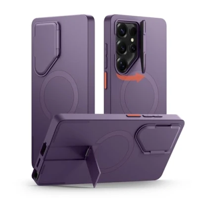 Abbildung von SURITCH Magnetisch Hülle Kompatibel mit Samsung Galaxy S25 Ultra 5G Handyhülle Metall Ständer &amp; Kameraschutz Stoßfest Schutzhülle Kratzfest Case für (Lila)