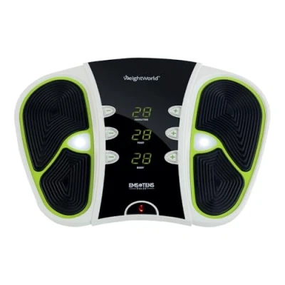 Abbildung von Durchblutungs Stimulator mit EMS &amp; TENS elektrische Muskelstimulation bei schweren Beinen, Waden Füßen Fußmassagegerät 4 Elektrodenpads und Fernbedienung 99 Intensitätsstufen WeightWorld