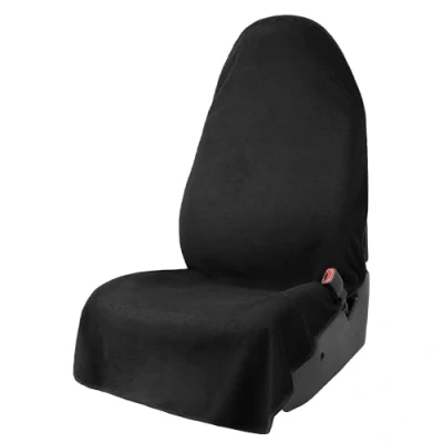 Abbildung von Leader Accessories universeller Autoschonbezug weich Frottee Sitzauflage 3 lagige 100% wasserdicht Autositzbezug als Überwurf rutschfest Schutzbezug Fahrersitz Beifahrersitz Vordersitz Schwarz