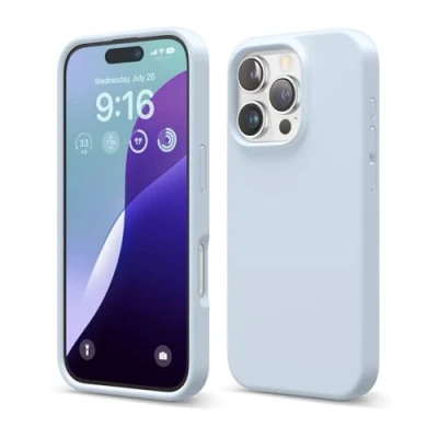 Abbildung von elago Premium Liquid Silikon Hülle Kompatibel mit iPhone 16 Pro Hülle, Ganzkörper Handyhülle, Stoßfest, Schlanke Kratzfester weicher Mikrofaser Innenfutter, 6.3 Zoll (Hellblau)