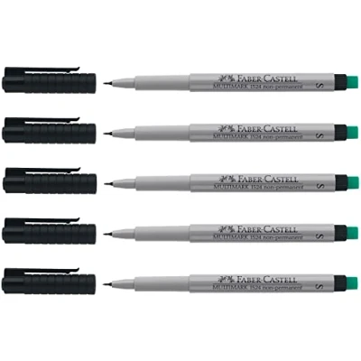 Abbildung von FABER CASTELL 205010 Marker Multimark 152499 S, non permanent, schwarz, 5 Stück