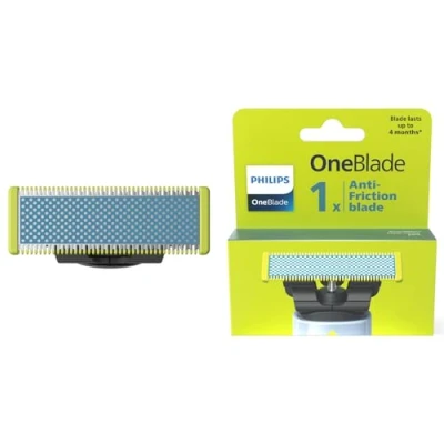 Abbildung von Philips OneBlade First Shave Klingen 1x Anti Friction Ersatzklingen, Rasieren von besonders empfindlicher Haut im Gesicht, QP215/50