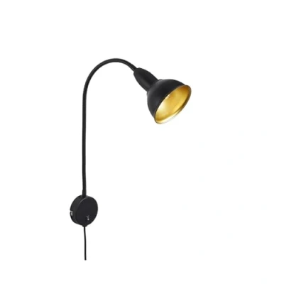 Abbildung von BRILONER Leuchten Bettleuchte, Wandleuchte, Leselampe inkl. Flexarm, An /Ausschalter, 1x E14, max. 25 Watt, Metall, Schwarz Gold, 2084 015