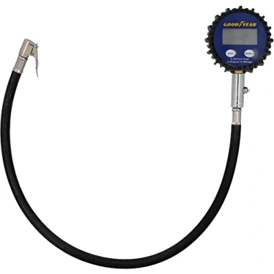 Abbildung von GOODYEAR Reifendruck Prüfer mit digitaler Druckanzeige Beleuchtung, Messgerät für Auto, Motorrad, LKW, Messbereich: 0 10 bar, Schlauchlänge: 50 cm, schwarz