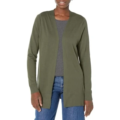 Abbildung von Amazon Essentials Damen Leichte Strickjacke ohne Knöpfe (in Übergröße erhältlich), Olivgrün, XL