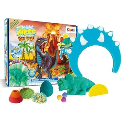 Abbildung von INKEE Geschenkbox Dino Badeset Kinder 7 Badezusätze für Kinder, Dinosaurier Badekugeln &amp; Badesalz mit Avocado Öl + Accessoire