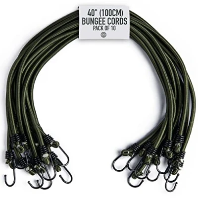 Abbildung von Pluvios 40&quot; (100CM) Robuste Spanngummis mit Haken 10er Pack Größenwahl Elastische Vielzweck Gummi Spanngurte für Gepäck, Dachträger, Camping Wetterfester, UV beständiger Expander