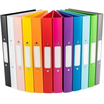 Abbildung von OfficeTree 12x Ringbuch A4 Set 12 Farben 2 Ring Mechanik Ringmappe Rückenbreite 3,5cm Ringhefter aus robusten Kunststoff Ringordner schmal inkl. Stehsammler und Sticker Hefter
