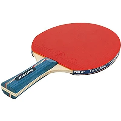 Abbildung von Hudora Tischtennisschläger New Topmaster, Noppen innen, Stärke 1,8 mm (schwarz/rot/blau, 25.7cm x 15.1cm 2.1cm, 0.206kg)
