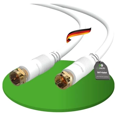 Abbildung von conecto Antennenkabel SAT Kabel Koaxialkabel Satelitenkabel TV 0,50m doppelt geschirmt F Stecker, für HDTV, Receiver, Satelit, Internet, DAB, Radio, weiß