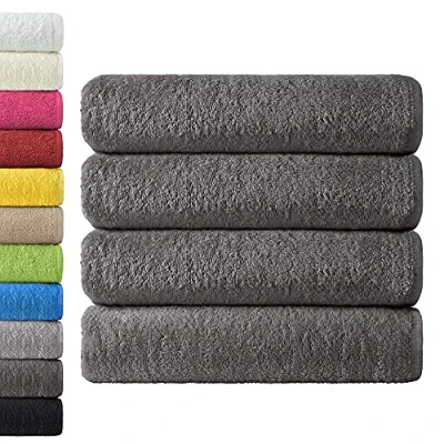 Abbildung von NatureMark 4er Pack Duschtücher, Größe 70x140cm, Anthrazit Grau, 100% Baumwolle