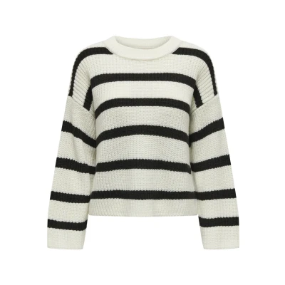 Abbildung von JDY Justy LS Stripe NOOS Strickpullover, Damen, Größe: Large, Eggnog