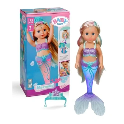 Abbildung von BABY born Meerjungfrau 43cm, Puppe mit Langen Haaren zum Stylen und leuchtender Schwanzflosse, für Kinder ab 3 Jahren, Batterien benötigt, 837368 Zapf Creation, grün