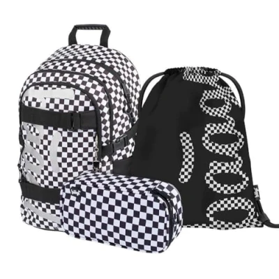 Abbildung von Baagl Schulrucksack Set Jungen Mädchen 3 Teilig, Schultasche ab 3. Klasse, Grundschule Ranzen mit Brustgurt, Ergonomischer Schulranzen (Skate Ska)