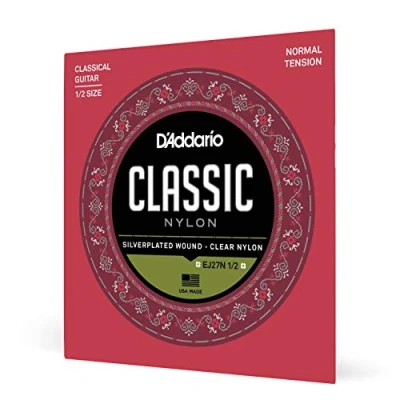Abbildung von D&#039;Addario Gitarrensaiten Klassische Gitarre Student Nylon Classical Guitar Strings Konzertgitarre EJ27N 1/2 Normal Tension, 1 Stück