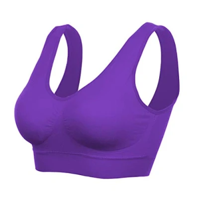 Abbildung von Boolavard ® Sport BH und Wohlfühl Bra Komfort nahtlos in Farbe Weiß Schwarz Beige (XXXL: 136 141cm (100B+), Lila)