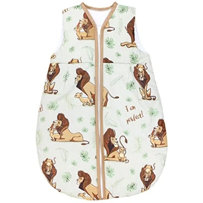 Abbildung von TupTam Schlafsack Baby Wärmender Ganzjahresschlafsack 2.5 TOG, OEKO TEX, Ärmellos, Farbe: Löwe/Braun/Grün, Größe: 68 74