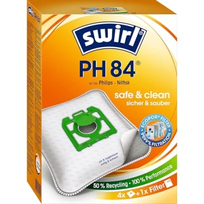 Abbildung von Swirl® PH 84 EcoPor® Staubsaugerbeutel für Philips und Nilfisk , 4 Beutel, Weiß