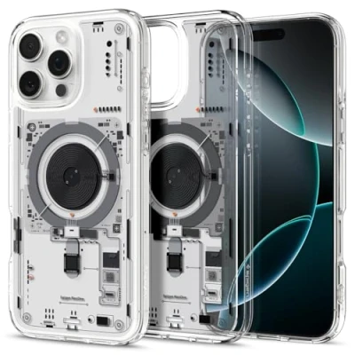 Abbildung von Spigen für iPhone 16 Pro Hülle [Anti Yellowing] Ultra Hybrid MagFit Case Handyhülle Transparent Dünn Slim Kompatibel mit MagSafe Neo One