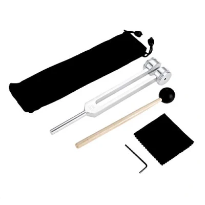 Abbildung von DRELD 136,1Hz Standard Stimmgabel Set Aluminium Gewichtete Chakra Tuning Fork mit Silikonhammer und Tasche Reinigungtuch für DNA Reparaturheilung Klangtherapie