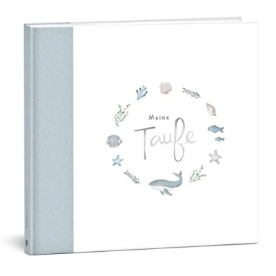 Abbildung von mintkind® Gästebuch Meine Taufe Wal I für Junge &amp; Mädchen Taufbuch, Taufgeschenk, Taufalbum, Erinnerungsbuch 72 Innenseiten Glückwünsche, Fotos und Mehr Gastgeschenk
