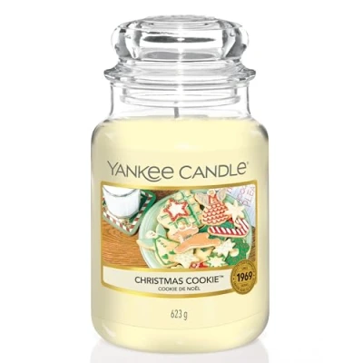 Abbildung von Yankee Candle Duftkerze im Glas (groß) Christmas Cookie Kerze mit langer Brenndauer bis zu 150 Stunden Perfekte Geschenke für Frauen