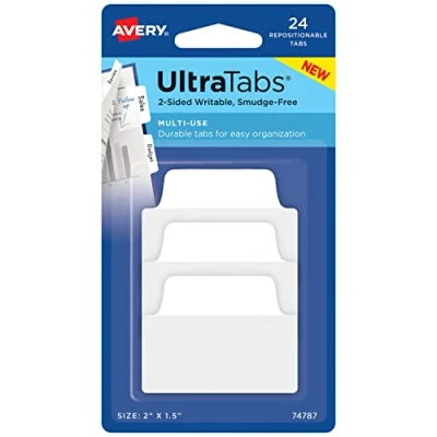 Abbildung von AVERY Zweckform Art. 74787 Haftstreifen transparent/weiß (24 Haftnotizen, 50,8x38,1mm, beschreibbare Index Tabs Folie, ablösbare Klebezettel, Page Marker, Sticky Notes, Klebemarkierungen)