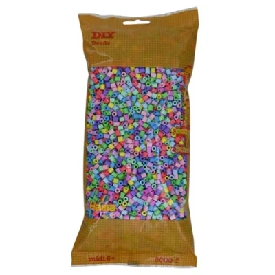 Abbildung von Hama Perlen 205 50 Bügelperlen Beutel mit ca. 6.000 bunten Midi Bastelperlen Durchmesser 5 mm im Pastell Mix, kreativer Bastelspaß für Groß und Klein
