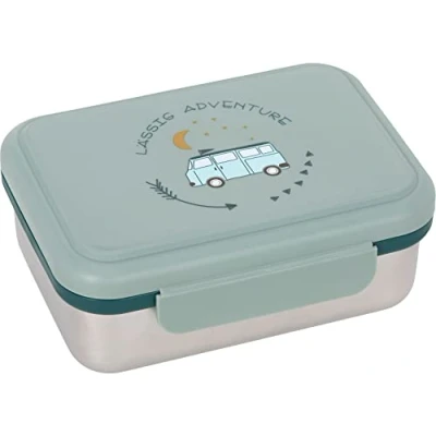 Abbildung von LÄSSIG Kinder Brotdose Edelstahl Lunchbox Frühstücksbox nachhaltig Kindergarten Schule/Adventure Bus