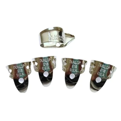 Abbildung von Jim Dunlop Finger und Daumenplektren, Nickel, silberfarben, Stärke 013 (33P013) 5 .018
