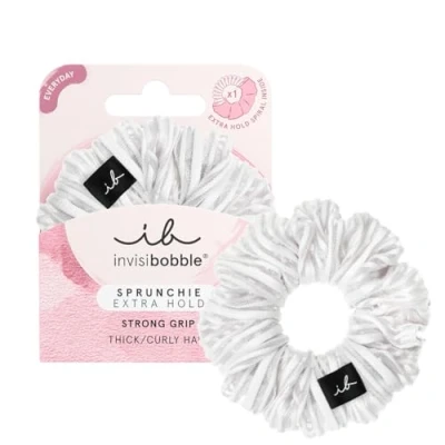 Abbildung von invisibobble Haargummi Extra Care Weiß Scrunchie Pure White, Haargummis starker Halt für Mädchen &amp; Damen, Scrunchies Samt Weiß, designed im Herzen Münchens