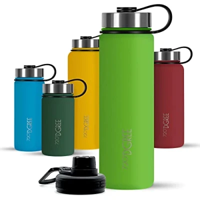 Abbildung von 720DGREE Edelstahl Trinkflasche Kinder 530ml “noLimit Auslaufsicher, für Kohlensäure, BPA Frei Thermosflasche, Isolierflasche mit Schraubverschluss Schule, Sport, Fahrrad +Gratis Sportdeckel