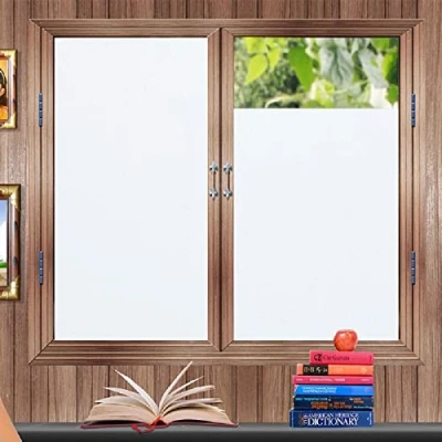 Abbildung von Zindoo Fensterfolie Weiß Milchglasfolie 44.5 * 200 cm Ohne Kleber 95% Privatsphäre Schutz