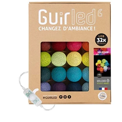Abbildung von GuirLED LED Lichterkette mit Kugeln aus Baumwolle USB Nachtlicht für Babys 2 Stunden Netzadapter A im Lieferumfang enthalten 3 Intensitäten 32 3.2m Harlekin