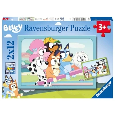 Abbildung von Ravensburger Kinderpuzzle 05693 Spaß mit Bluey 2x12 Teile Puzzle für Kinder ab 3 Jahren, Blau