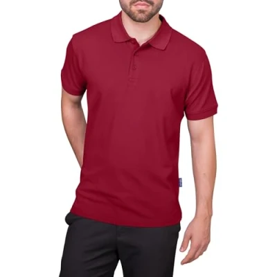 Abbildung von HRM Premium Herren Heavy Polo Shirt, Bordeaux, Gr. 2XL 100% Baumwolle, Basic Polohemd Bis 60C Waschbar Hochwertige &amp; Nachhaltige Workwear